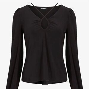 Express Long Sleeve Keyhole Blouse Top